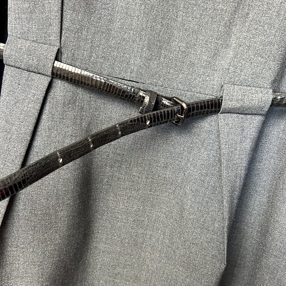 Calvin Klein Charcoal Belted Pencil Dress Size Petite 6 sleeveless back zip - Picture 4 of 13